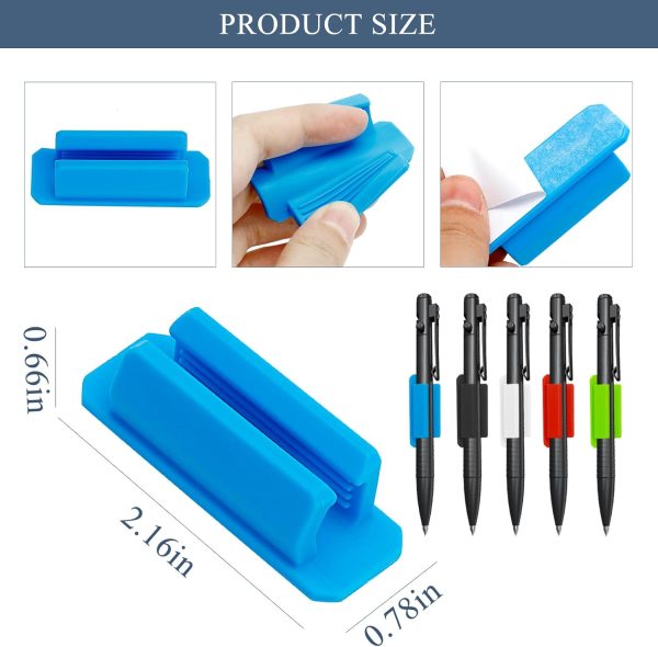 12PCS Pen Holder for Desk Silicone Pen Clip Adhesive Pencil Grips Office Desk Organizer Flexible Pen Holder for Classroom Clipboard Attachment (Multicolor) - Image 2