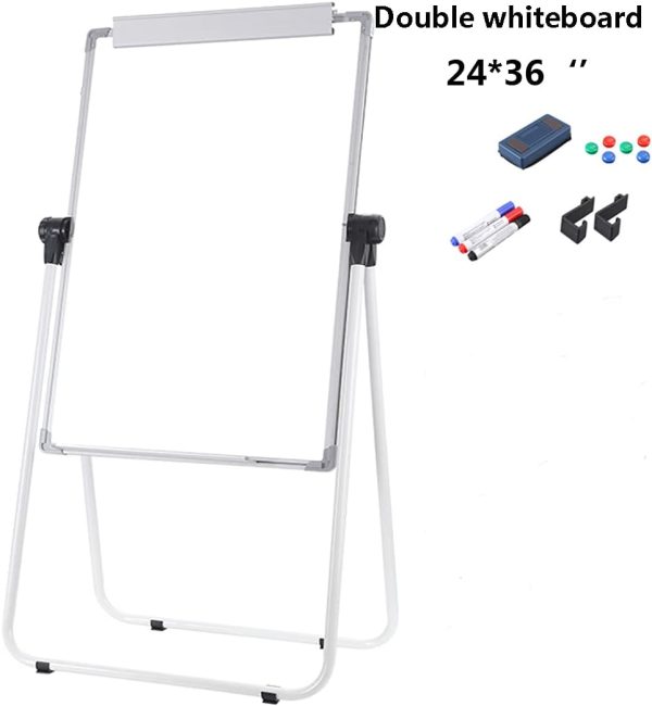 Dry Erase Easel U -Double Whiteboard, 24" x 36"Dry Erase Flipchart Board, Height Adjustable Stand,3 Markers,1 Eraser,for Free - Image 2