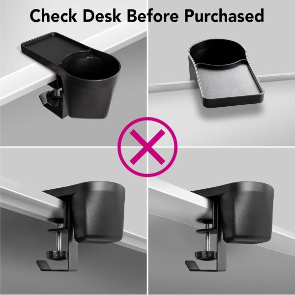EHO Clamp On Pen Cup Holder with Headphone Hanger, No Drill Under Desk Headphone Hook or Bag Hook for Pens, Pencils, Paper Clips, Various Stationery and Drink Cups - Image 7