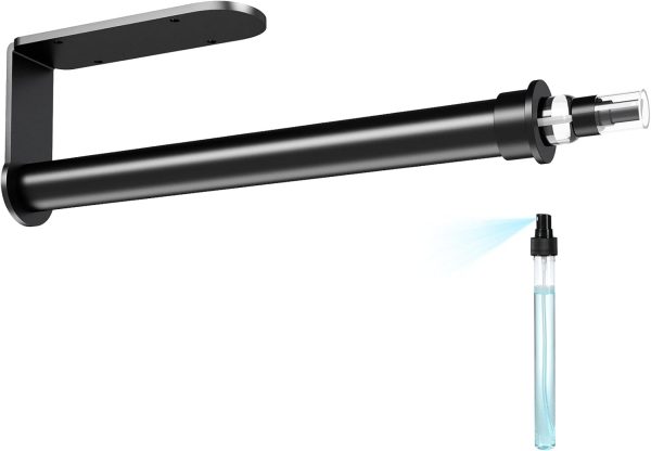 Fixwal Paper Towel Holder Under Cabinet with Spray Bottle, Self Adhesive and Drilling, Paper Towel Holder Wall Mount, for Kitchen and Bathroom, Black