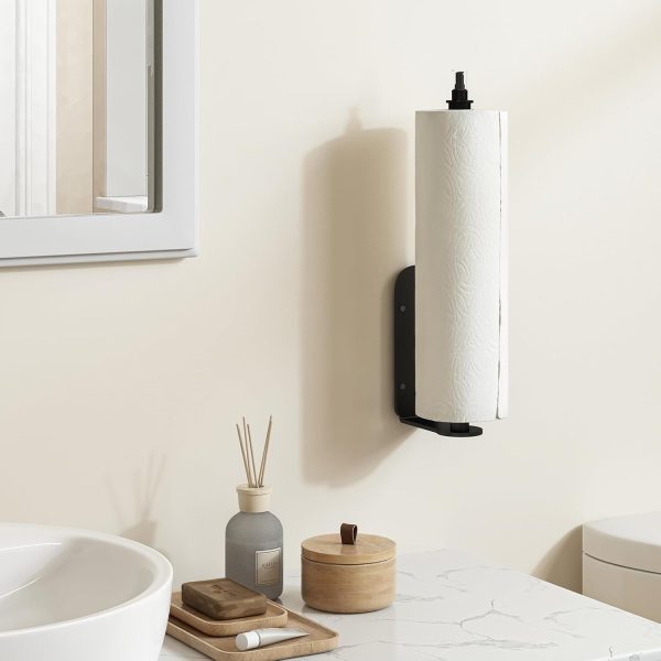 Fixwal Paper Towel Holder Under Cabinet with Spray Bottle, Self Adhesive and Drilling, Paper Towel Holder Wall Mount, for Kitchen and Bathroom, Black - Image 5