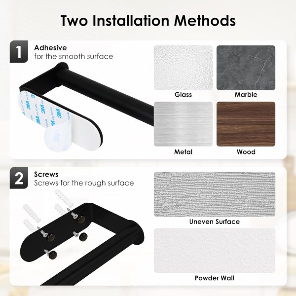 Fixwal Paper Towel Holder Under Cabinet with Spray Bottle, Self Adhesive and Drilling, Paper Towel Holder Wall Mount, for Kitchen and Bathroom, Black - Image 6