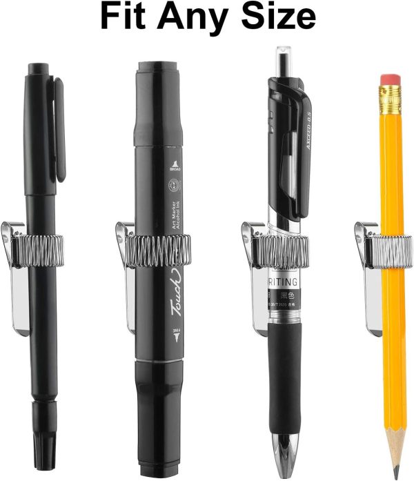 Outus 12 Pcs Metal Pen Clip Holder Loop Pen Pencil Holder Organizer Manganese Steel Pen Clip for Notebook and Clipboard in Home, Office, Pocket - Image 5