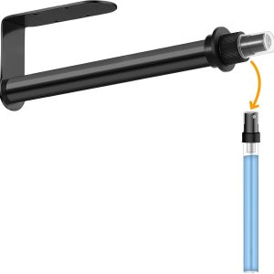 Paper Towel Holder with Spray Bottle, Under Cabinet Paper Towels Holders with Sprayer Inside Center, Hanging Wall Mount Papertowels Roller for Kitchen, Bathroom, Countertop, Cabinet - Black