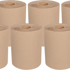 Restaurantware-Clean Tek Professional 600 Feet x 8 Inch Hardwound Paper Towel, 1 Bathroom Paper Towel Roll - Dispensers Sold Separately, 1 Ply, Kraft Paper Towel Roll, Embossed, Multi-Purpose