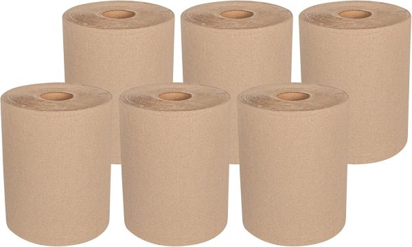 Restaurantware-Clean Tek Professional 600 Feet x 8 Inch Hardwound Paper Towel, 1 Bathroom Paper Towel Roll - Dispensers Sold Separately, 1 Ply, Kraft Paper Towel Roll, Embossed, Multi-Purpose