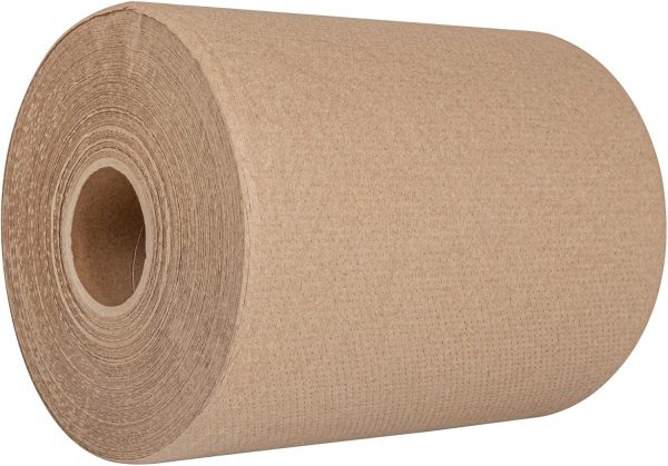 Restaurantware-Clean Tek Professional 600 Feet x 8 Inch Hardwound Paper Towel, 1 Bathroom Paper Towel Roll - Dispensers Sold Separately, 1 Ply, Kraft Paper Towel Roll, Embossed, Multi-Purpose - Image 2