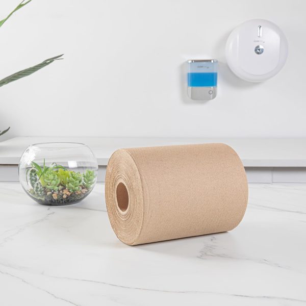 Restaurantware-Clean Tek Professional 600 Feet x 8 Inch Hardwound Paper Towel, 1 Bathroom Paper Towel Roll - Dispensers Sold Separately, 1 Ply, Kraft Paper Towel Roll, Embossed, Multi-Purpose - Image 3
