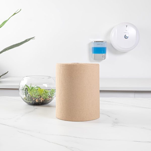 Restaurantware-Clean Tek Professional 600 Feet x 8 Inch Hardwound Paper Towel, 1 Bathroom Paper Towel Roll - Dispensers Sold Separately, 1 Ply, Kraft Paper Towel Roll, Embossed, Multi-Purpose - Image 4