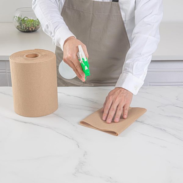 Restaurantware-Clean Tek Professional 600 Feet x 8 Inch Hardwound Paper Towel, 1 Bathroom Paper Towel Roll - Dispensers Sold Separately, 1 Ply, Kraft Paper Towel Roll, Embossed, Multi-Purpose - Image 5