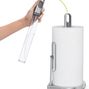 simplehuman Standing Paper Towel Holder with Spray Pump, Brushed Stainless Steel