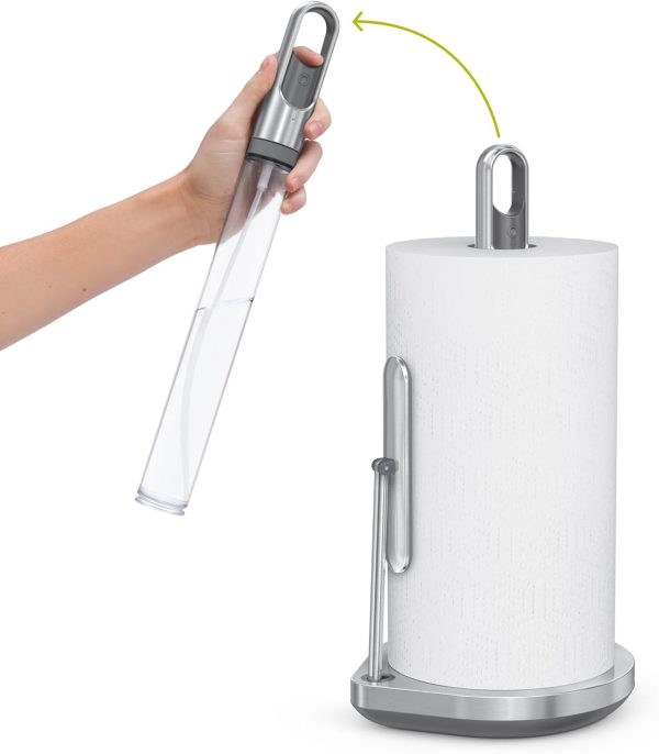 simplehuman Standing Paper Towel Holder with Spray Pump, Brushed Stainless Steel