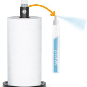 SpaceAid 2 in 1 Paper Towel Holder with Spray Bottle, Countertop Paper Towels Holders Stand with Sprayer Inside Center, Under Cabinet Papertowels Roller for Kitchen and Bathroom (Black)