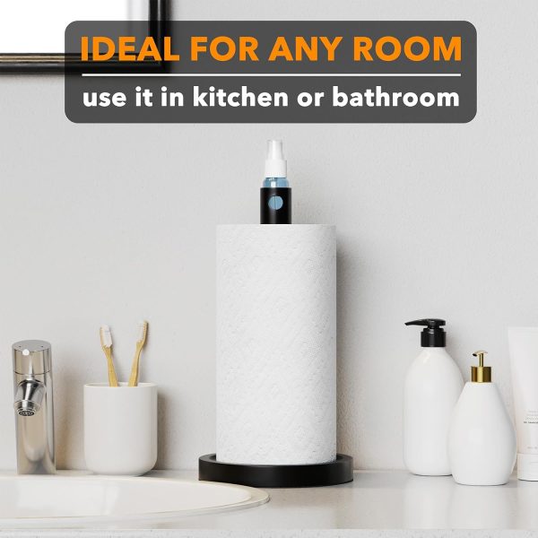 SpaceAid 2 in 1 Paper Towel Holder with Spray Bottle, Countertop Paper Towels Holders Stand with Sprayer Inside Center, Under Cabinet Papertowels Roller for Kitchen and Bathroom (Black) - Image 5