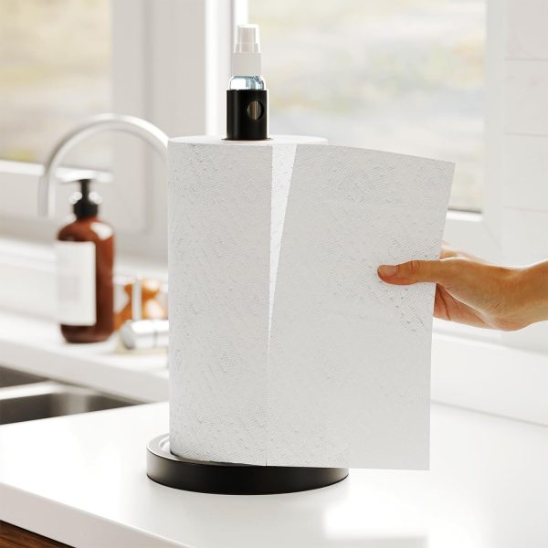 SpaceAid 2 in 1 Paper Towel Holder with Spray Bottle, Countertop Paper Towels Holders Stand with Sprayer Inside Center, Under Cabinet Papertowels Roller for Kitchen and Bathroom (Black) - Image 6
