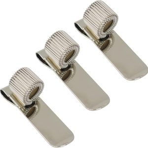 Universal Stainless Steel Pen Holder, Silver Matel Clip with Spring Fits for Clipboard Notebook, 3 Pack