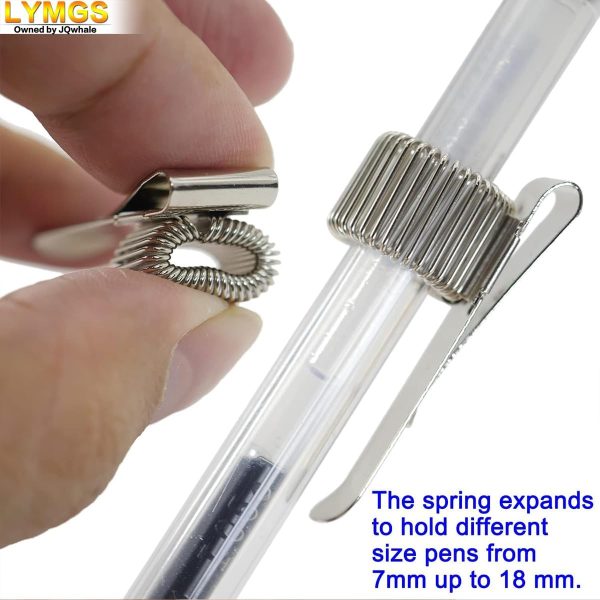 Universal Stainless Steel Pen Holder, Silver Matel Clip with Spring Fits for Clipboard Notebook, 3 Pack - Image 4