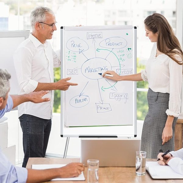 VIZ-PRO Whiteboard Easel, 36 x 24 Inches, Portable Dry Erase Board Height Adjustable With Flipchart Pad - Image 7